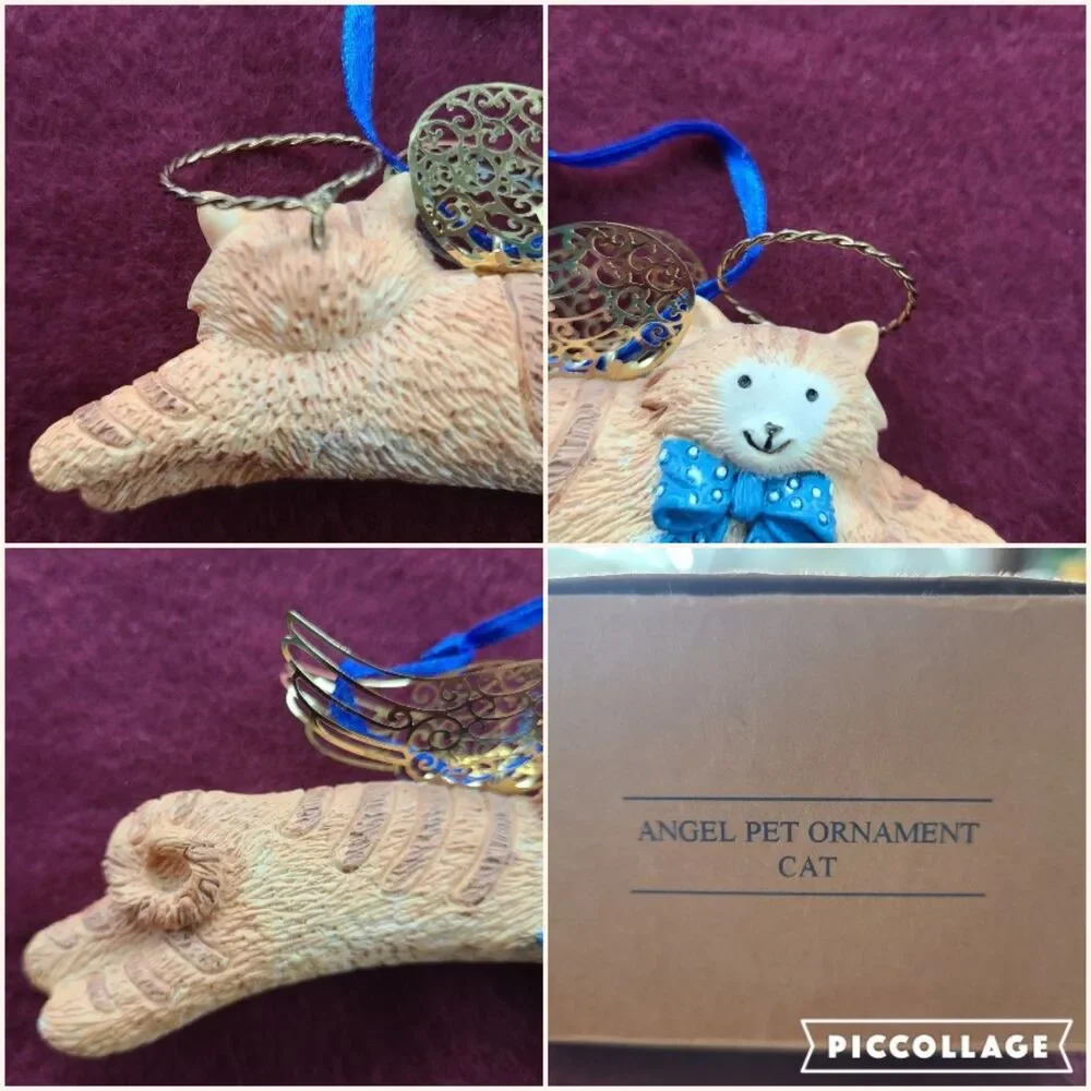 Avon Vintage 1997 Angel Pet Cat Christmas Ornament Cat In Heaven Rainbow Bridge